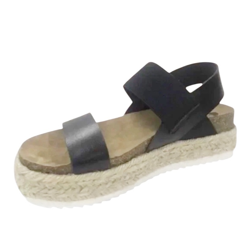 Big Buddha Sandals Women’s Size 9 Black Jute Platform Open Toe Chunky Shoes